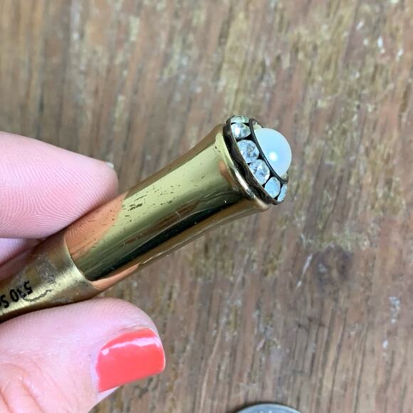 Vintage Parnes Feinstein Brass Pearl‎ Rhinestone Cherry Spice Perfume Pen EMPTY - Picture 4 of 10